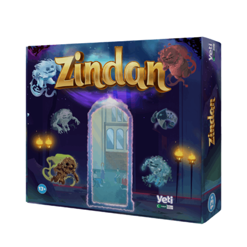 Görselde “Zindan” adlı kutu oyunu yer alıyor. Gece gökyüzü manzaralı kutunun üst kısmında kalın puntolu, altın sarısı, küçük harflerle “zindan” yazıyor. Yazının hemen altına, etrafında pembe akım gezinen kemerli bir kapı yerleştirilmiş. Kapı boşluğundan; gündüz vakti, bir sokaktaki turuncu saçlı genç kız, tekerlekli sandalyede oturan küt saçlı genç kız, yeşil tişörtlü genç adam ve kırmızı sweatshirt giyen genç adam, soluk görünüyor. Kapının iki tarafında ayaklı ikişer meşale yanıyor. Yazıyla kapının sağında ve solunda yukarıdan aşağı doğru korkutucu yaratık resimleri sıralanmış. Sağ alt köşede “yeti” yazısının altında Yeşilay logosuna yer verilmiş. Sol alt köşede daire içinde 13+ yazıyor.
